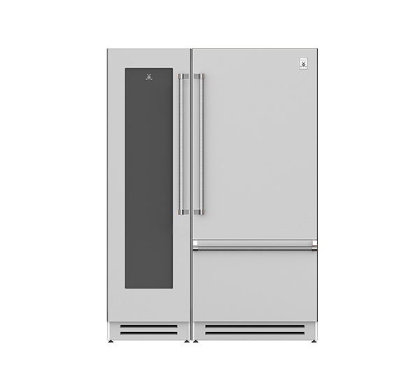 60" Wine Cellar (L),<br>Bottom Mount Refrigerator and Freezer (R)<br>Ensemble Refrigeration Suite<sup>™</sup>