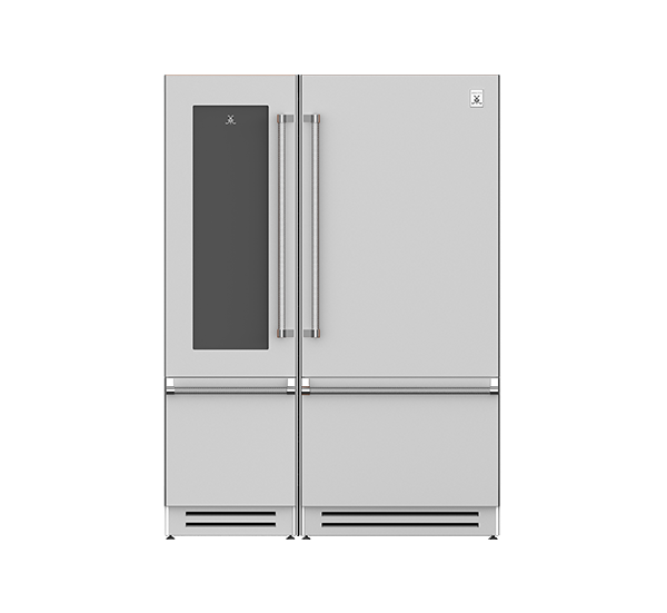60" Wine Refrigerator (L),<br>Bottom Mount Refrigerator and Freezer (R)<br> Ensemble Refrigeration Suite<sup>™</sup>